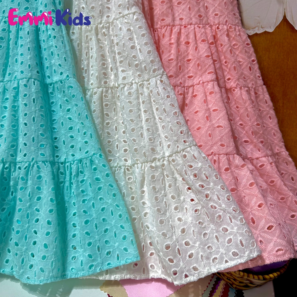 Váy bé gái yếm chất xô linen A28 EmmiKids, Đầm trẻ em xòe xinh