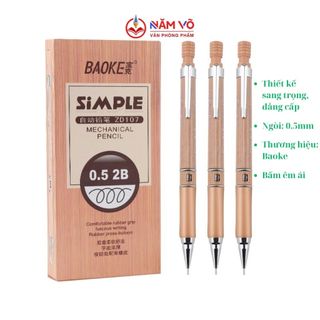 Hộp 12 cây bút viết chì kim bấm/ bút chì bấm cơ khí baoke simple zd 107/ zd-107 ngòi 0.5mm hb cao cấp