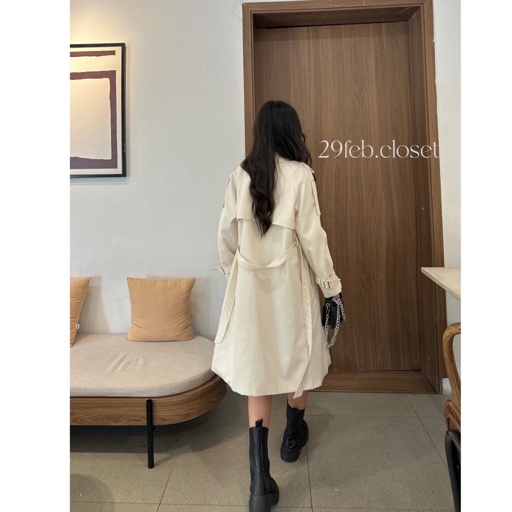 Áo Khoác Mangto Nữ Dáng Dài 6 Khuy 29feb.closet Kèm Dây Đai Thời Trang Thu Đông - A341