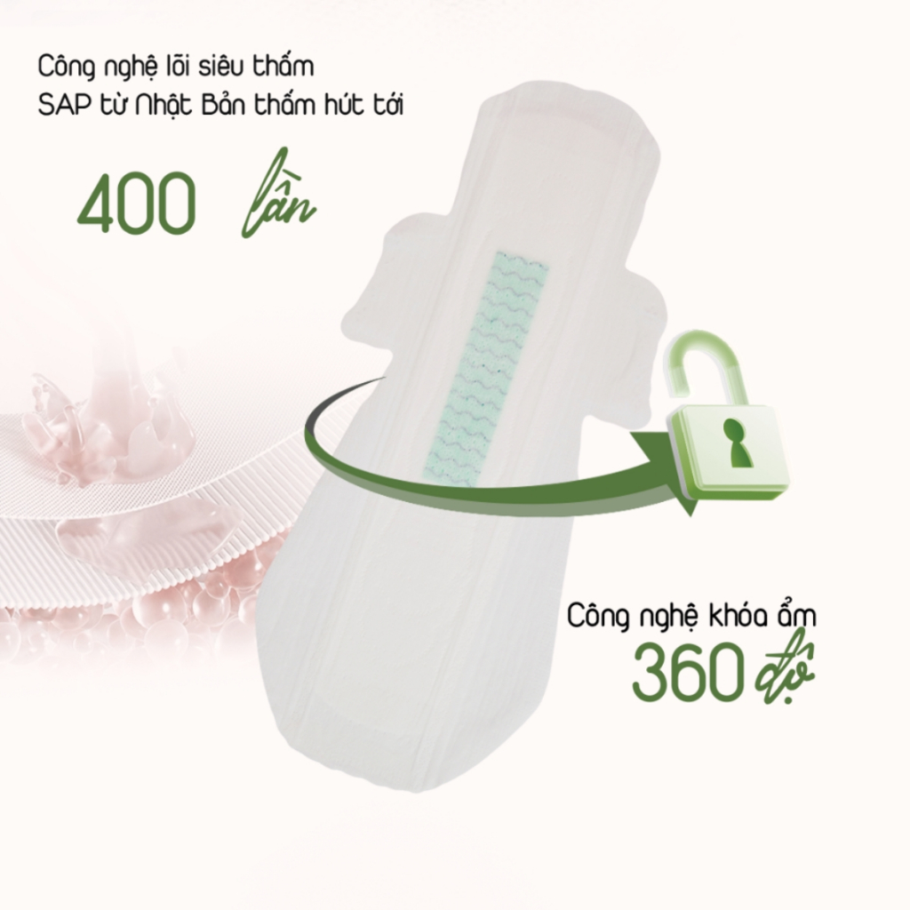 Băng vệ sinh siêu ban đêm Yeonchi Premium Hàn Quốc 350mm siêu mỏng 0.1cm với thiết kế cánh quạt an toàn cả đêm