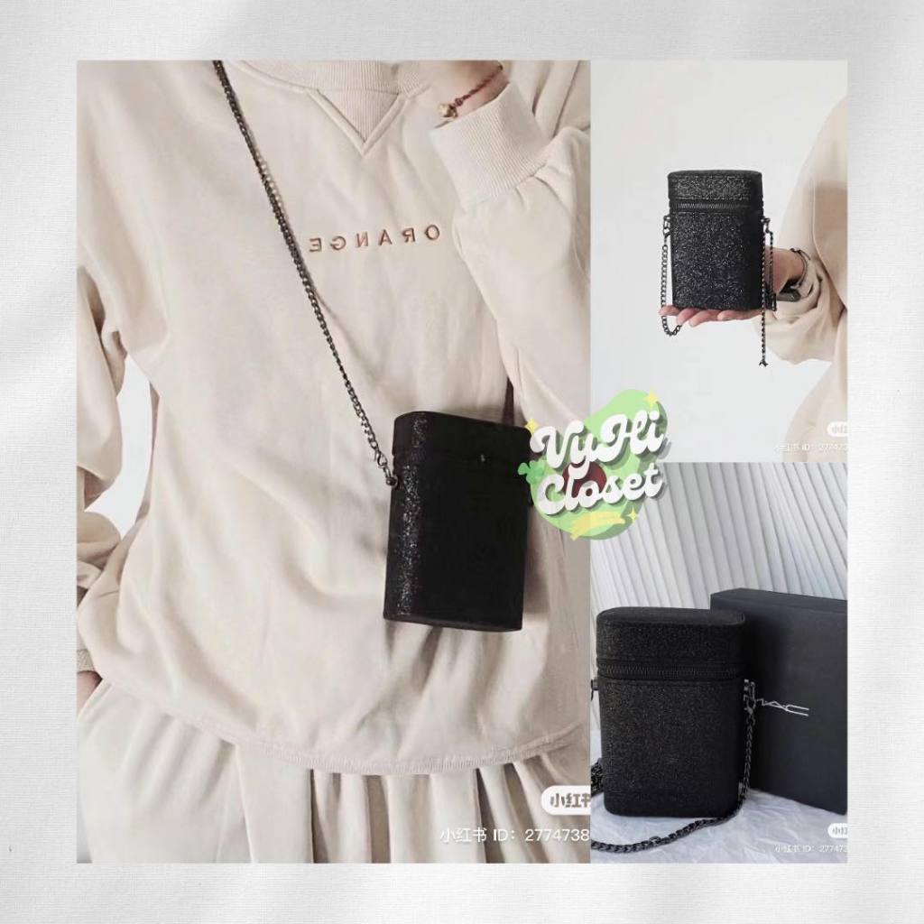Túi đeo chéo MAC Clutch 13 x 8 x 4 cm + dây xích + box giấy