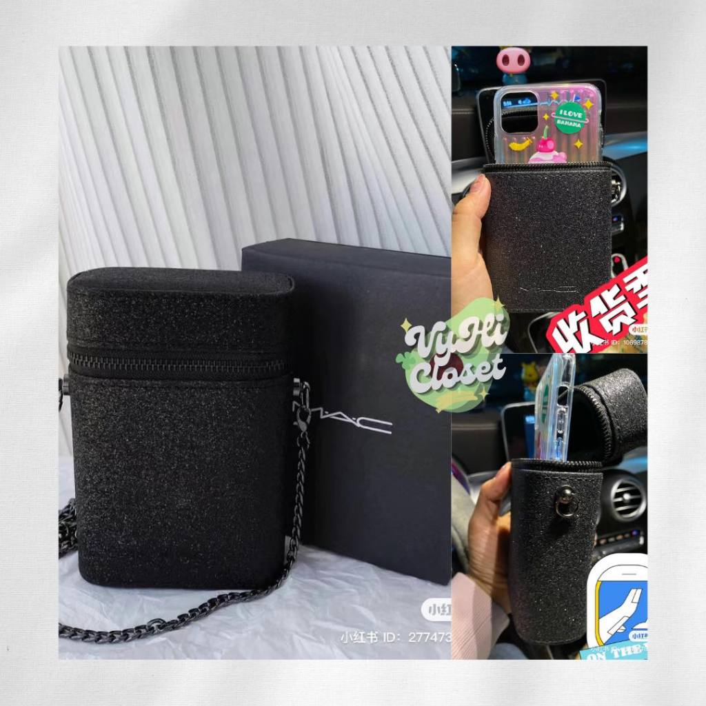 Túi đeo chéo MAC Clutch 13 x 8 x 4 cm + dây xích + box giấy