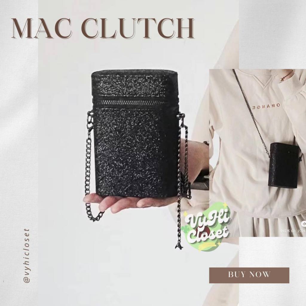 Túi đeo chéo MAC Clutch 13 x 8 x 4 cm + dây xích + box giấy