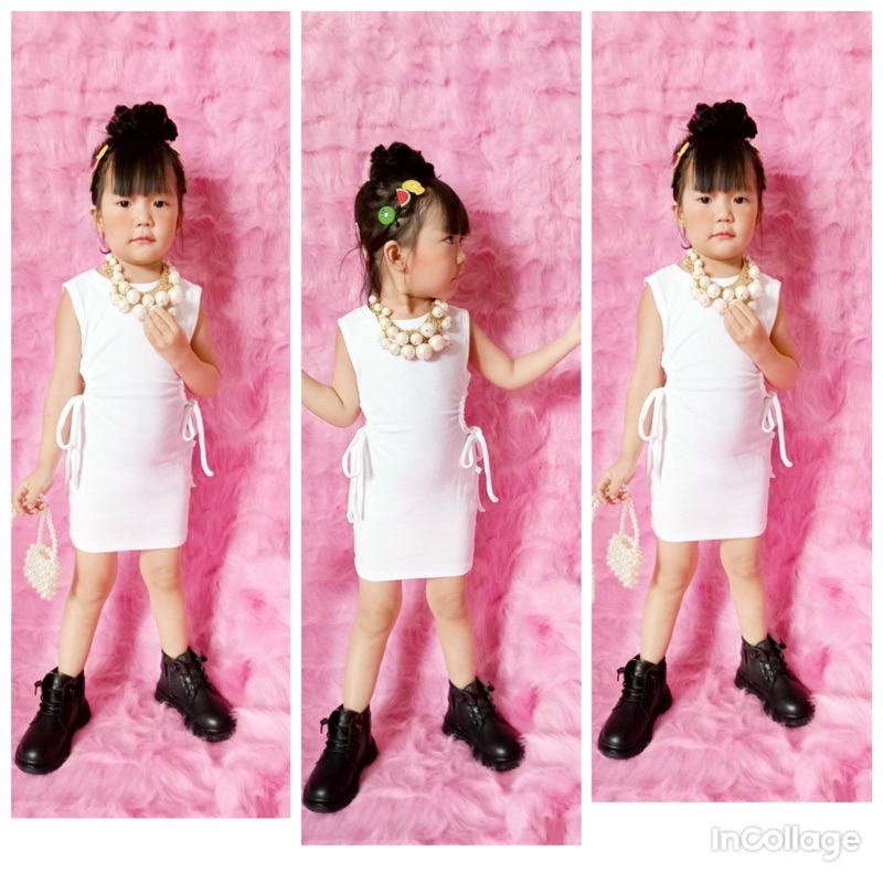 Đầm body rút 2 bên eo cho bé gái