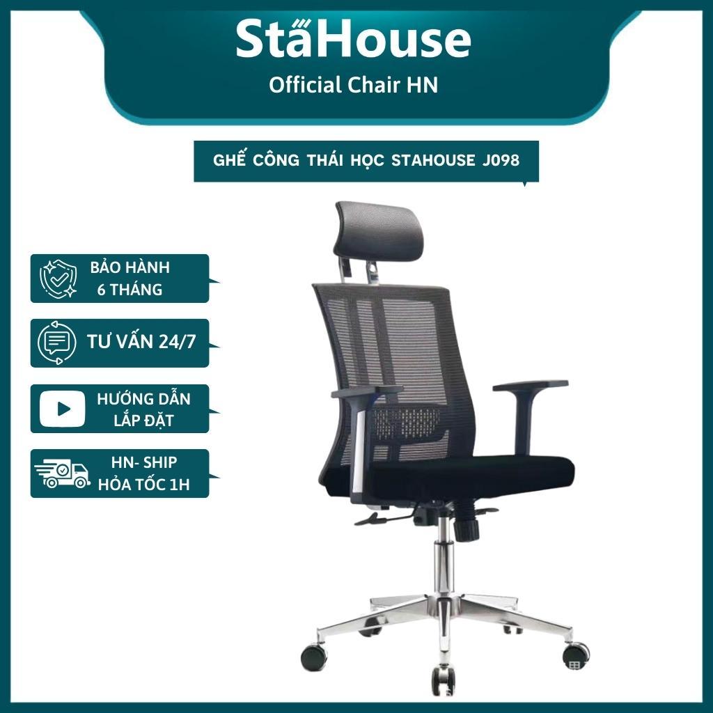 Ghế Công Thái Học Văn Phòng Ngả Lưng Thư Giãn, Nệm Bọc Mút Xốp Cao Cấp Stahouse Official Chair HN GVP J098