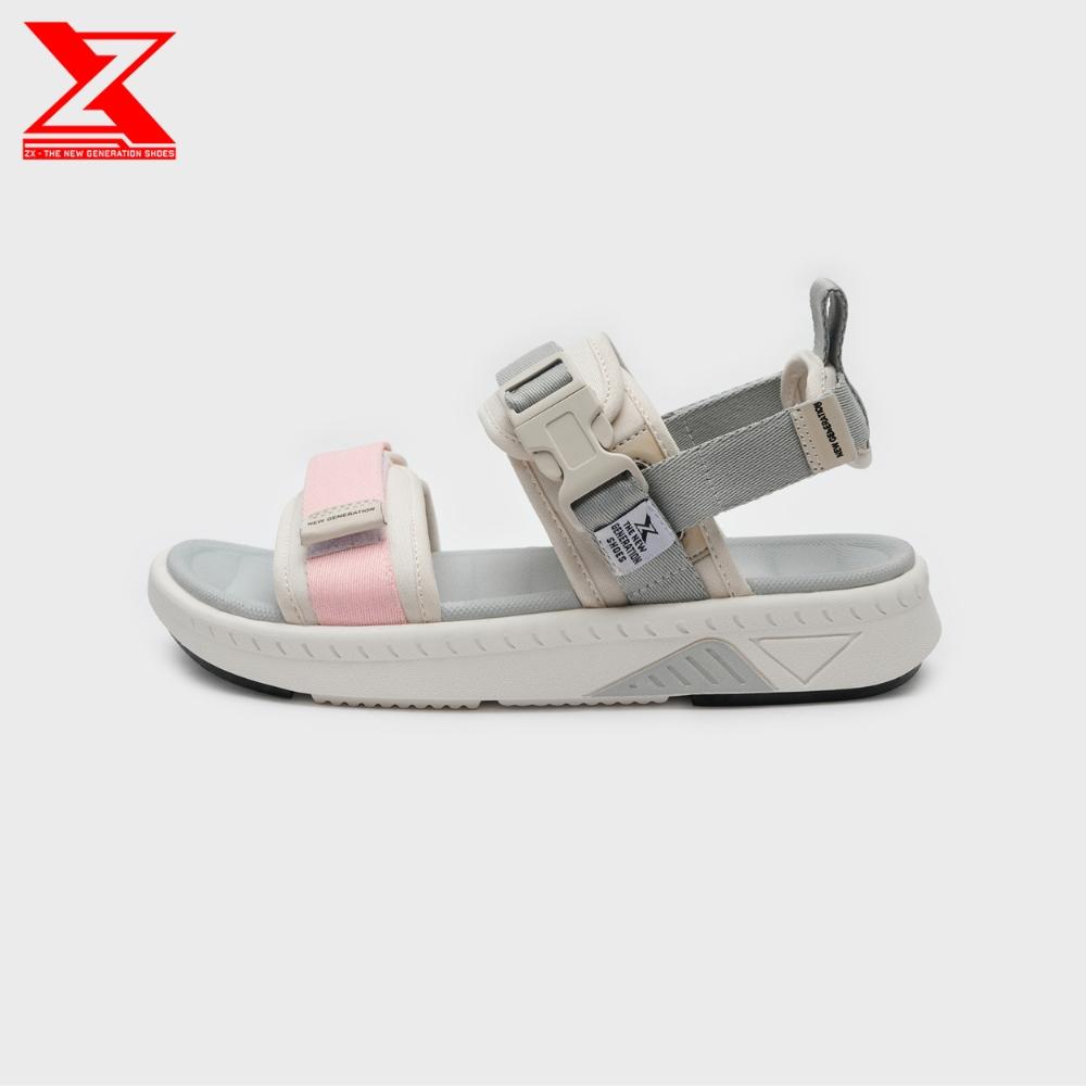 Giày Sandal Nam nữ ZX 2714 quai ngang Streetstyle - Grey Pink, Black Cream