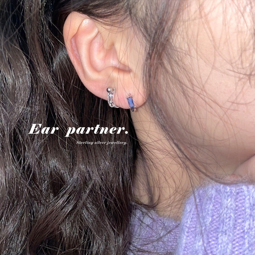 Khuyên tai thiết kế cong chốt bi vặn bông tai mẫu mơí cao cấp