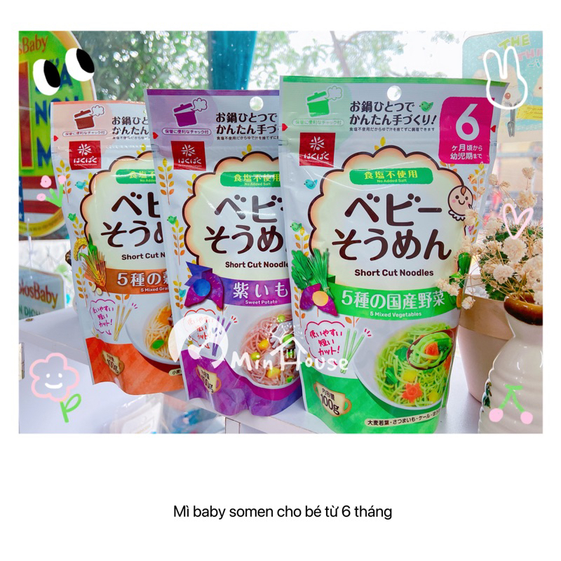 Mì ăn dặm baby somen hakubaku cho bé từ 5/6/7 tháng