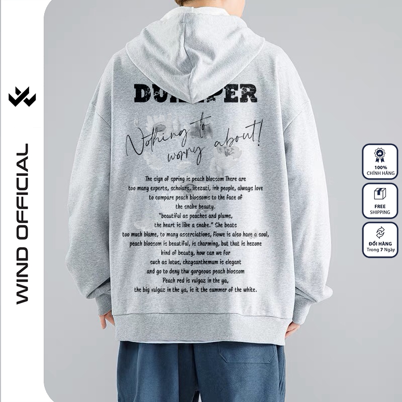 Áo hoodie unisex form rộng WIND DUANPER bản Premium nỉ ngoại nam nữ oversize