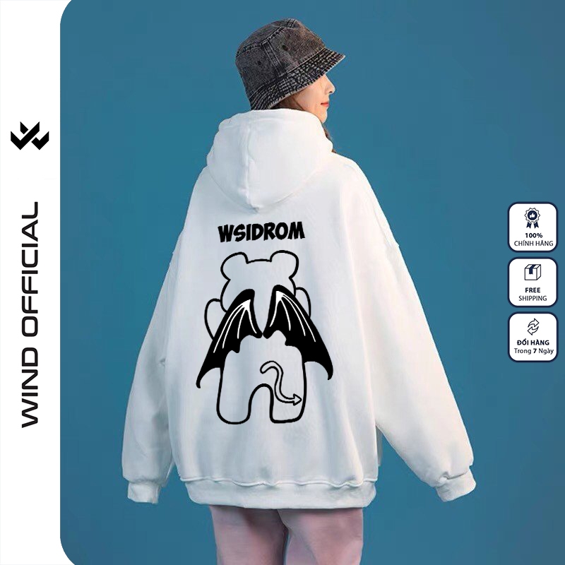 Áo hoodie unisex form rộng WIND Gấu Ác Quỷ bản Premium nỉ ngoại nam nữ oversize