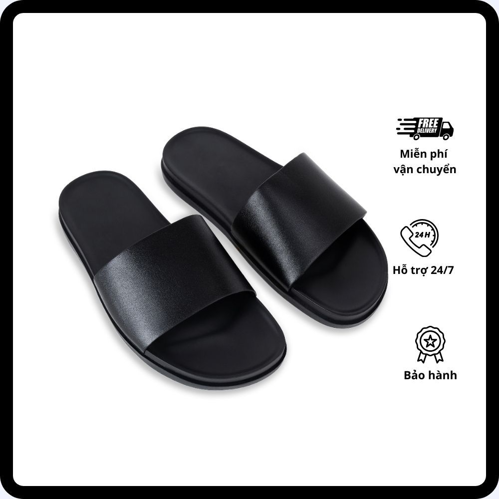 Dép 1 bản quai ngang da bò nguyên tấm đế 2 lớp cao cấp