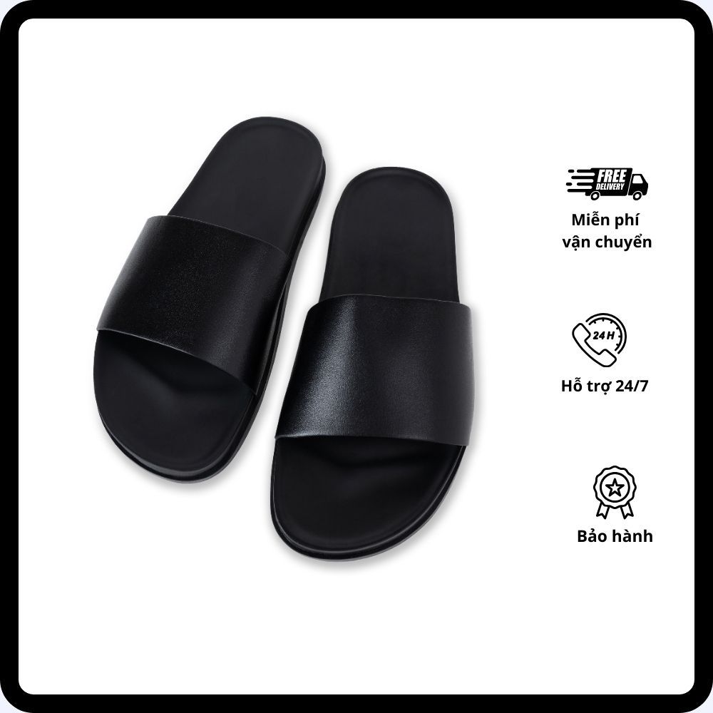 Dép 1 bản quai ngang da bò nguyên tấm đế 2 lớp cao cấp