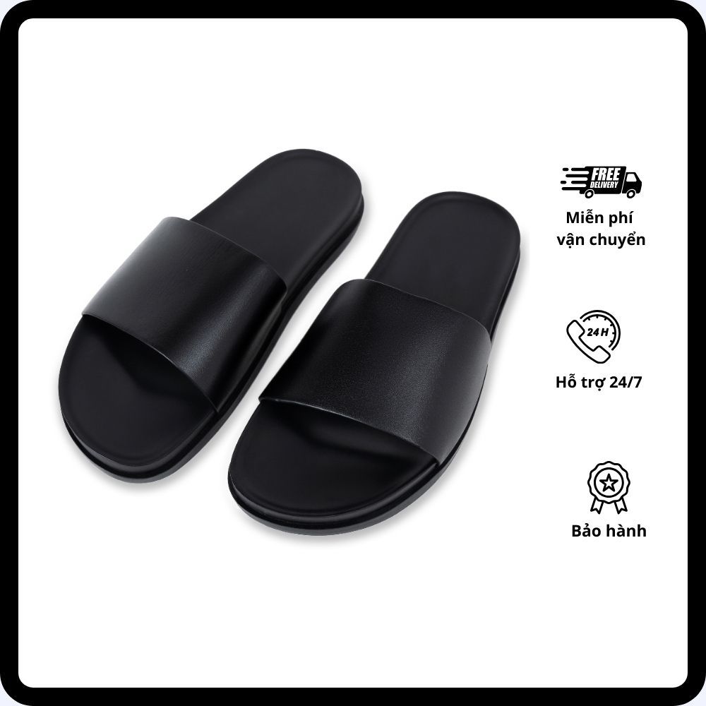 Dép 1 bản quai ngang da bò nguyên tấm đế 2 lớp cao cấp