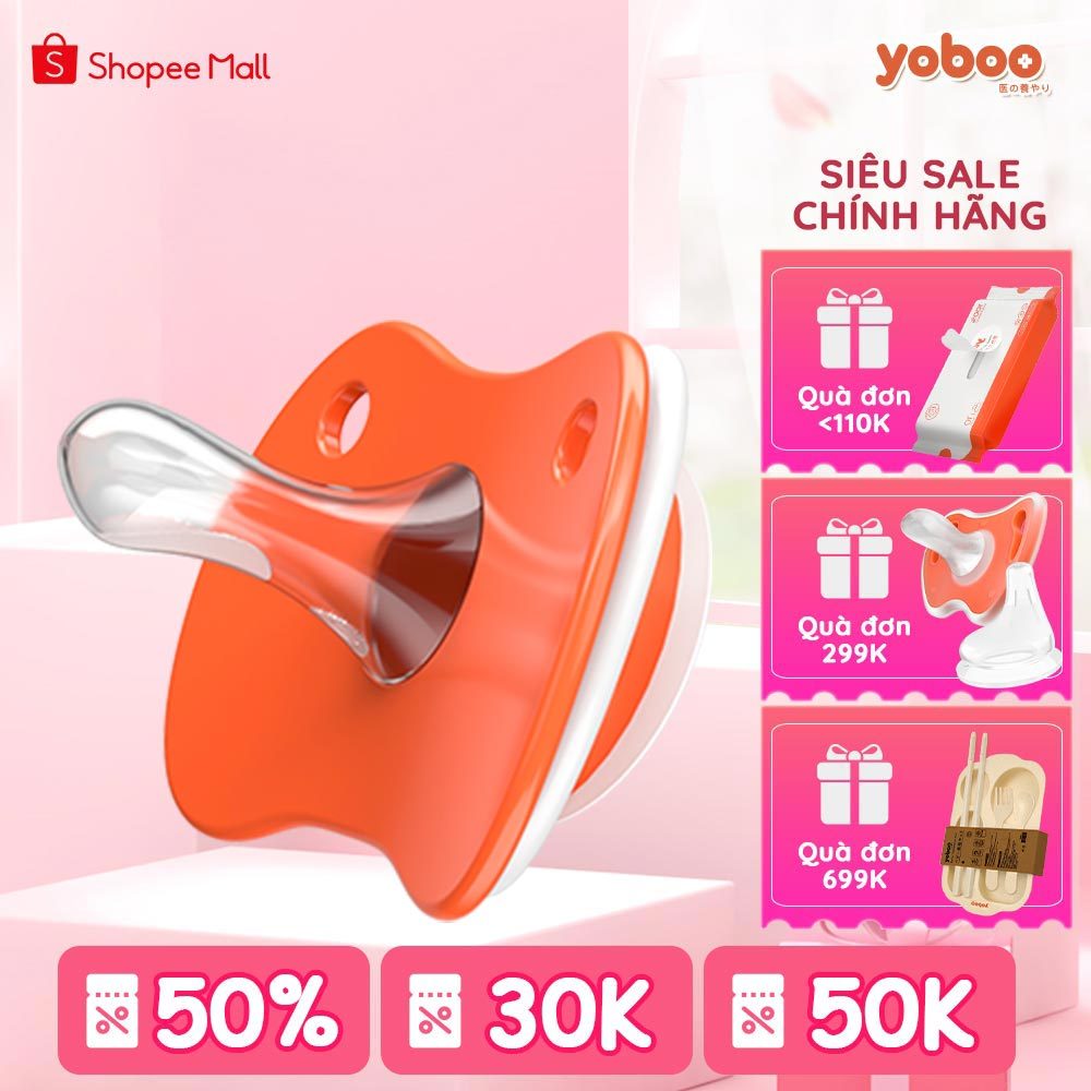 Núm ty ngậm cho bé Yoboo YB-0007 đầu tròn bằng silicone nguyên khối mô phỏng ti mẹ - Hàng chính hãng