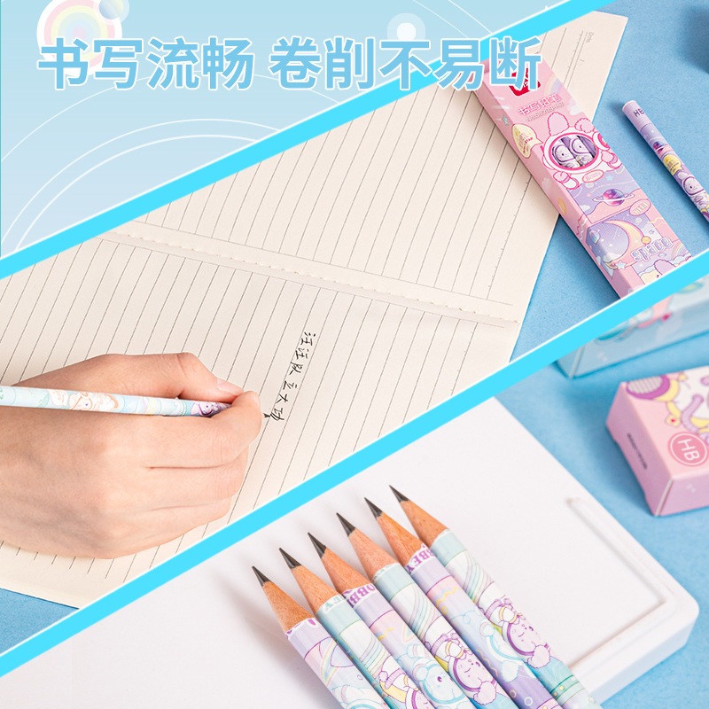 Hộp 8 bút chì 2B Deli hình Thỏ Phi Hành Gia dễ thương - 58209