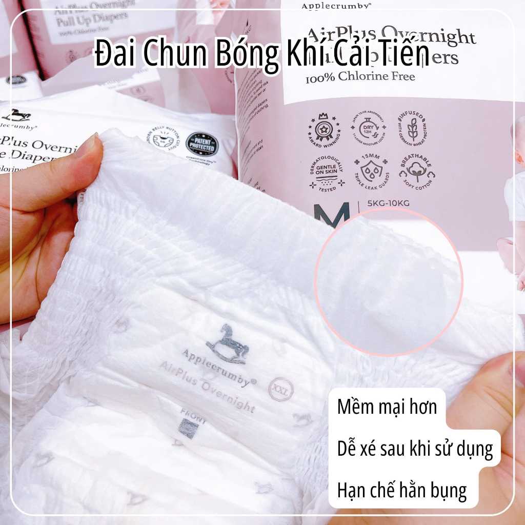 Bỉm Tả Dán / Quần Applecrumby Slim / Mini đủ size S16/M15/L14/XL13/XXL12 cho bé mẫu mới nhất - Hàng chính hãng