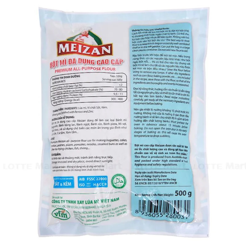 Bột mì đa dụng cao cấp MEIZAN bịch 500g và 1kg