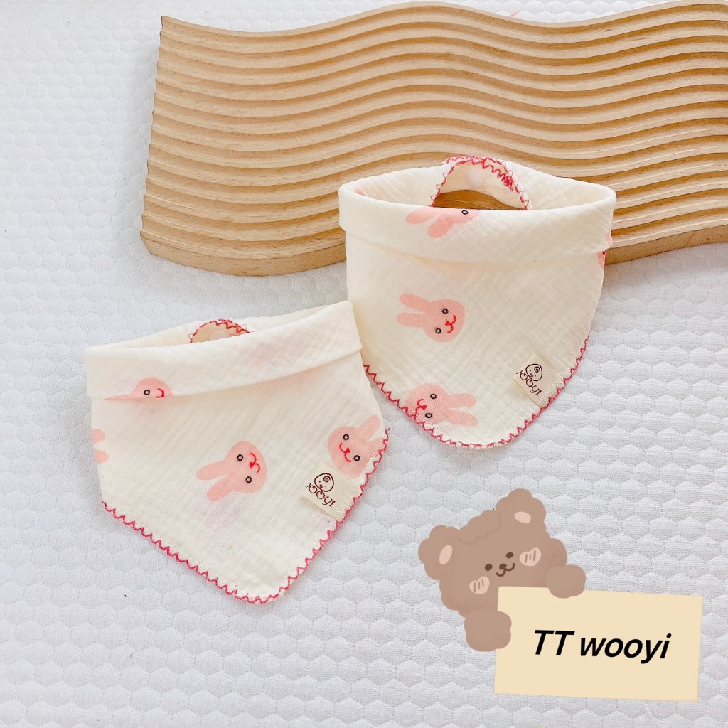 Yếm tam giác MUSLIN SỢI TRE 4 LỚP CAO CẤP MỀM MẠI kèm cúc bấm cho bé 2 loại