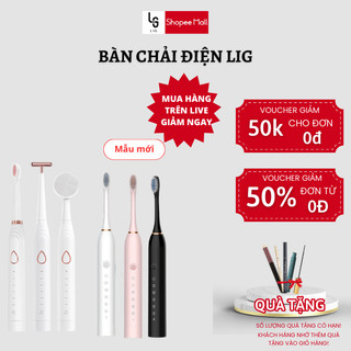 Bàn chải đánh răng điện 3 trong 1 LIG 6 chế độ phù hợp với mọi loại răng lợi làm sạch trắng sâu với công nghệ sóng âm.