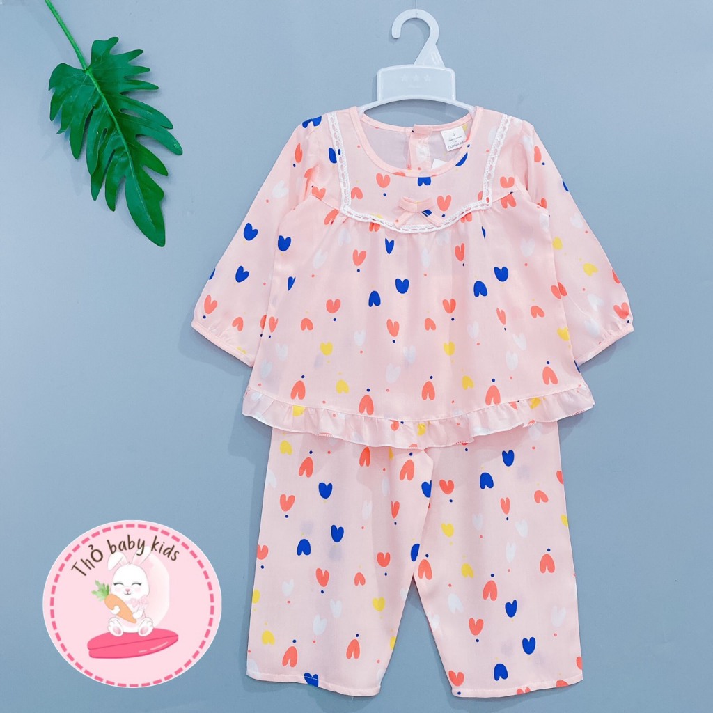 Bộ dài tay quần dài bé gái, bộ lanh dài, bộ tole dài tiểu thư cổ bèo bé gái thỏ baby kids