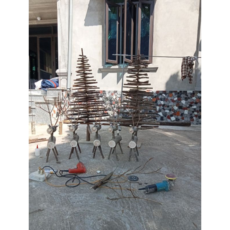 CÂY THÔNG NOEL GỖ. Cây thông noel gỗ decor. Tuần lộc gỗ. Người tuyết gỗ.