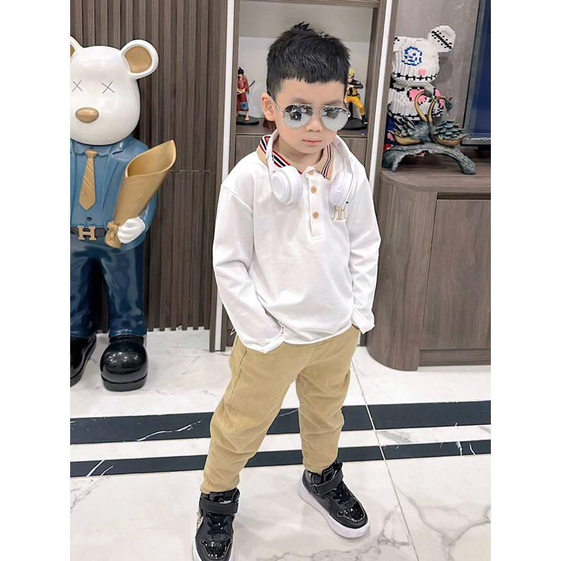 SET 2 ÁO POLO BÉ TRAI CỔ VIỀN THU ĐÔNG