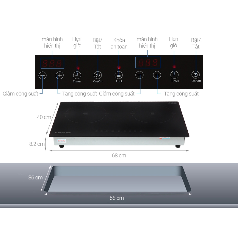 Bếp từ đôi Sunhouse SHB9111MT