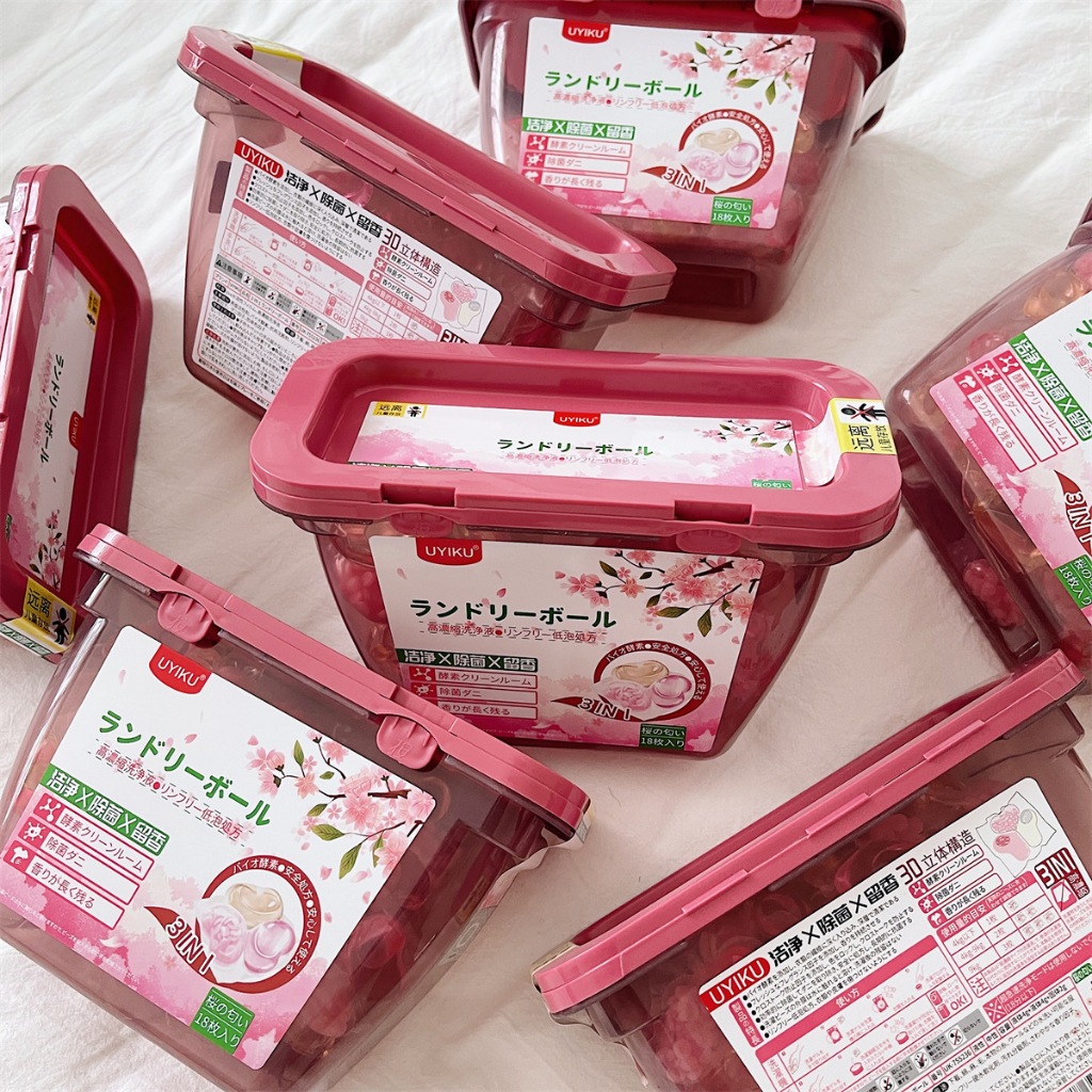 Viên giặt nước hoa 3in1 UYIKU Nhật Bản, đậm đặc gấp 3 lần, khử khuẩn, lưu hương bền lâu hộp 18 viên