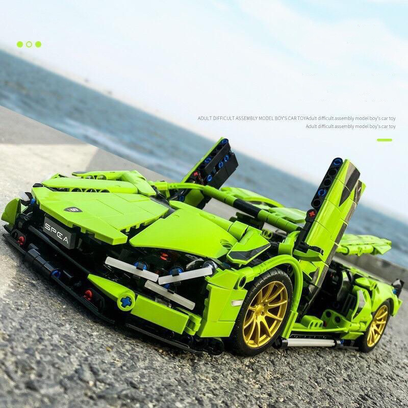 Mô hình lắp ráp siêu xe Lamboghini xanh lá tỉ lệ 1:14 với
