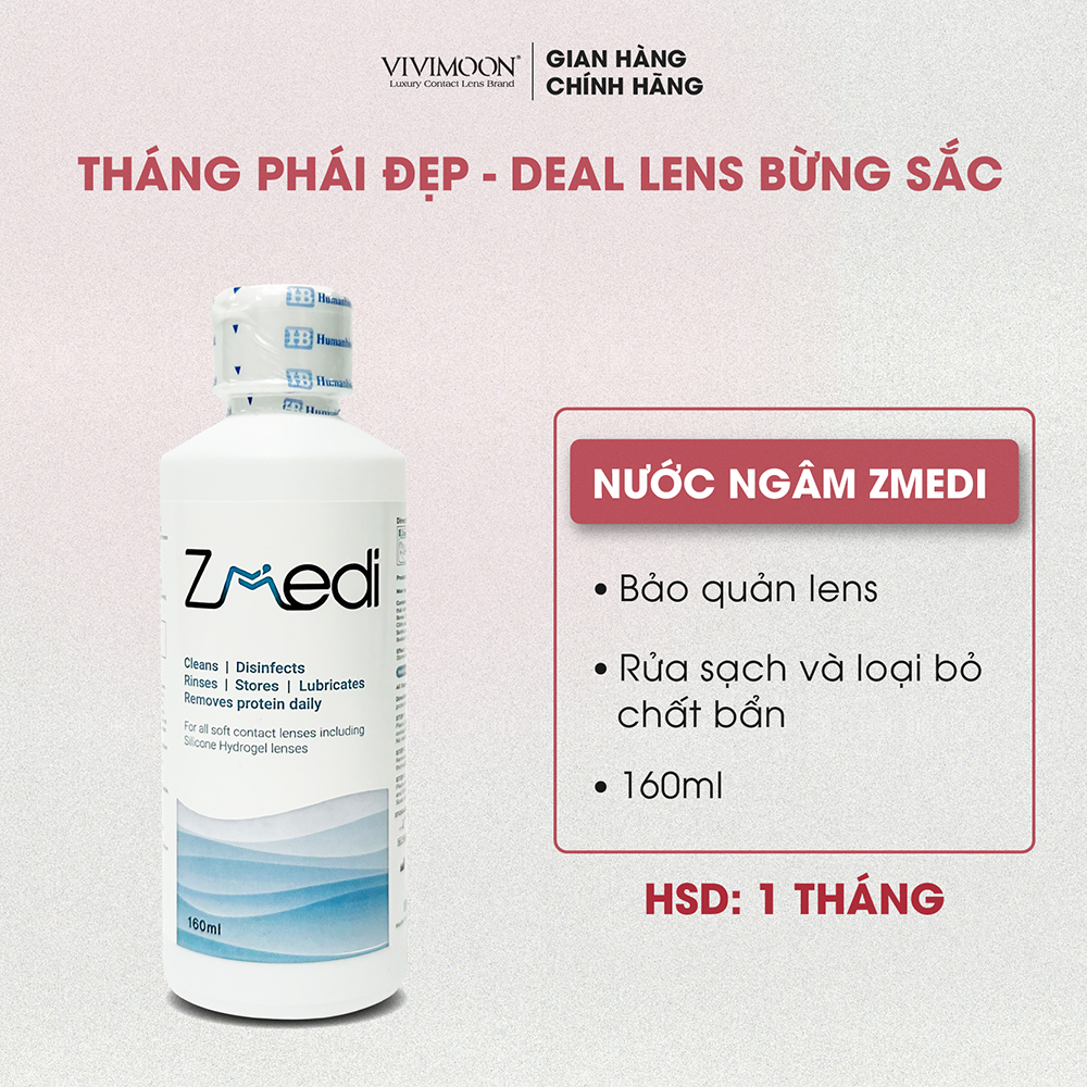 Nước ngâm lens ZMEDI VIVIMOON vệ sinh làm mới kính áp tròng 160ml