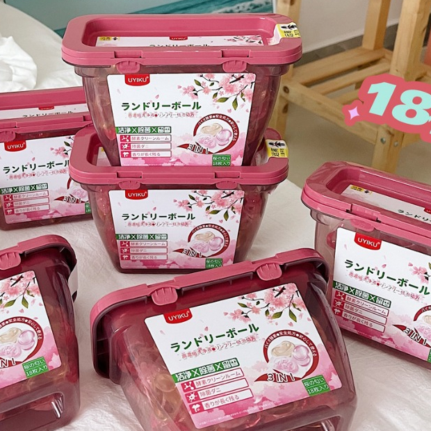 Viên giặt nước hoa 3in1 UYIKU Nhật Bản, đậm đặc gấp 3 lần, khử khuẩn, lưu hương bền lâu hộp 18 viên