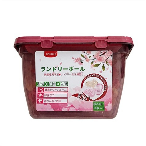 Viên giặt nước hoa 3in1 UYIKU Nhật Bản, đậm đặc gấp 3 lần, khử khuẩn, lưu hương bền lâu hộp 18 viên