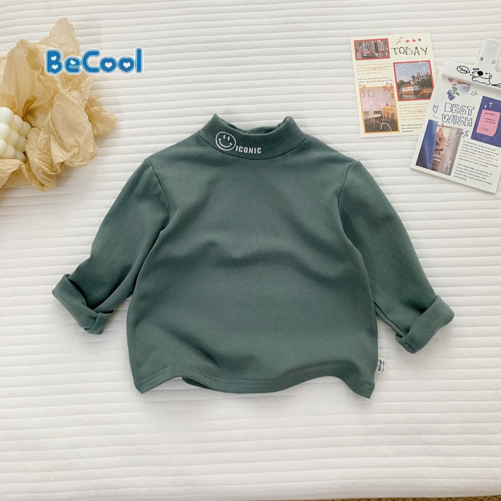 Áo Phông Dài Tay Thu Đông Chất Cotton Cho Bé Trai - Bé Gái,Áo Giữ Nhiệt Dài Tay Cổ 3p In Hình Mặt Cười Cho Bé Từ 9-25kg