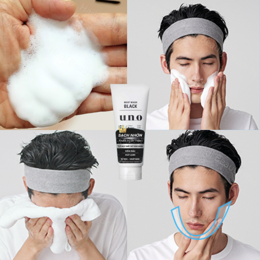 Sữa rửa mặt Tạo bọt Sạch nhờn cho da dầu UNO Whip Wash Black 130g