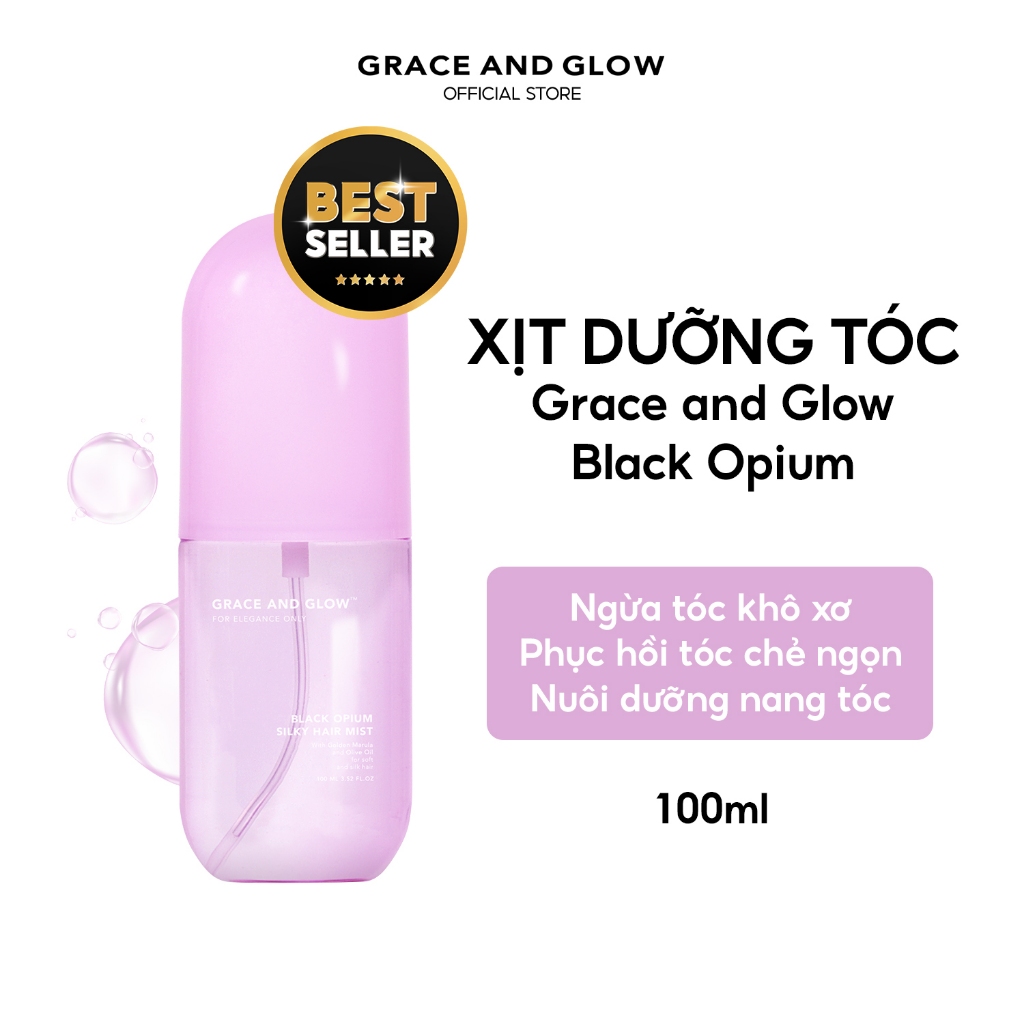 Combo 2in1 Lăn khử mùi và xịt tóc Black Opium Grace and Glow 100ml + 50ml