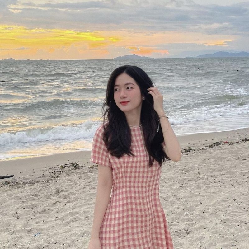 Đầm Thu dress midi caro dáng dài