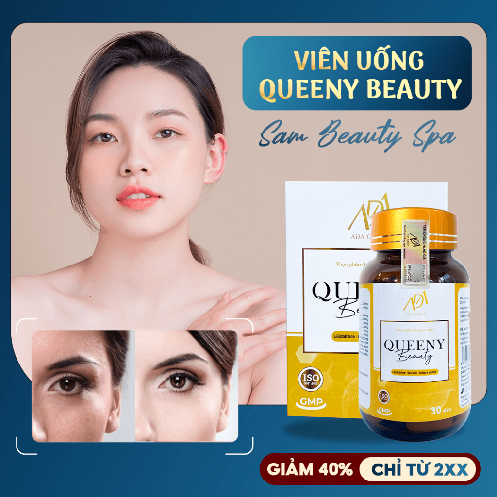 Viên Uống Cân Bằng Nội Tiết Tố Nữ Queeny Beauty ADA Cosmetic Hộp 30 Viên, Điều Hòa Kinh Nguyệt Giảm Đau Bụng Cho Chị Em
