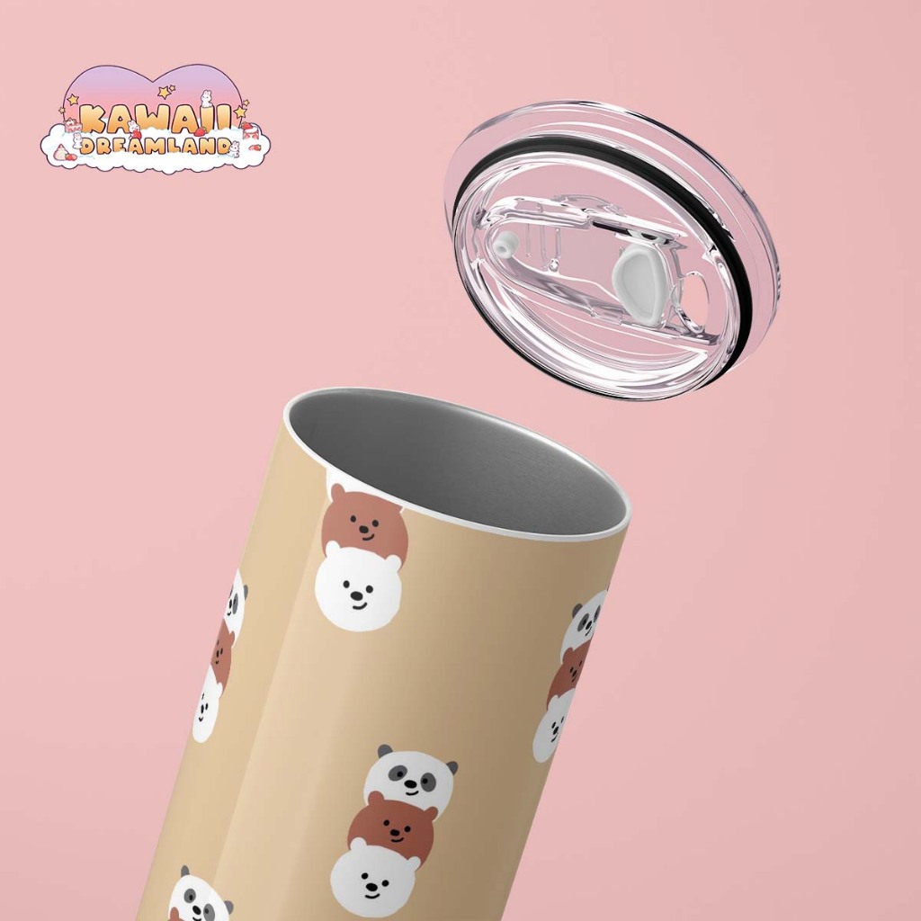 Bình giữ nhiệt cute hình We Bare Bears  -600ml - Inox 304 -Tặng Túi Xách -Kawaii Dreamland