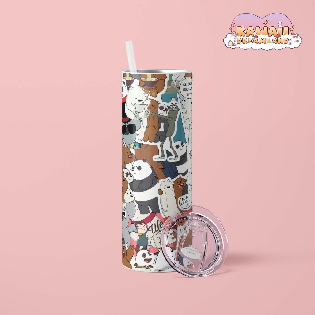Bình giữ nhiệt cute hình We Bare Bears  -600ml - Inox 304 -Tặng Túi Xách -Kawaii Dreamland