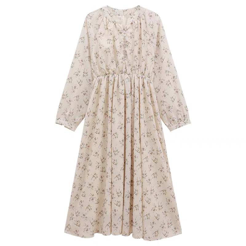 Váy hoa nhí dài tay cúc ở ngực lên dáng cực xinh