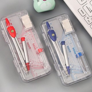Bộ dụng cụ học tập 8 món compa eke thước kẻ, bộ đồ dùng toán học-bộ eke compa