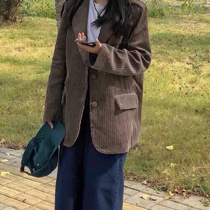 Áo Vest / Blazer Nhung tăm oversize style,vintage, công sở Nhật,Hàn - secondhand