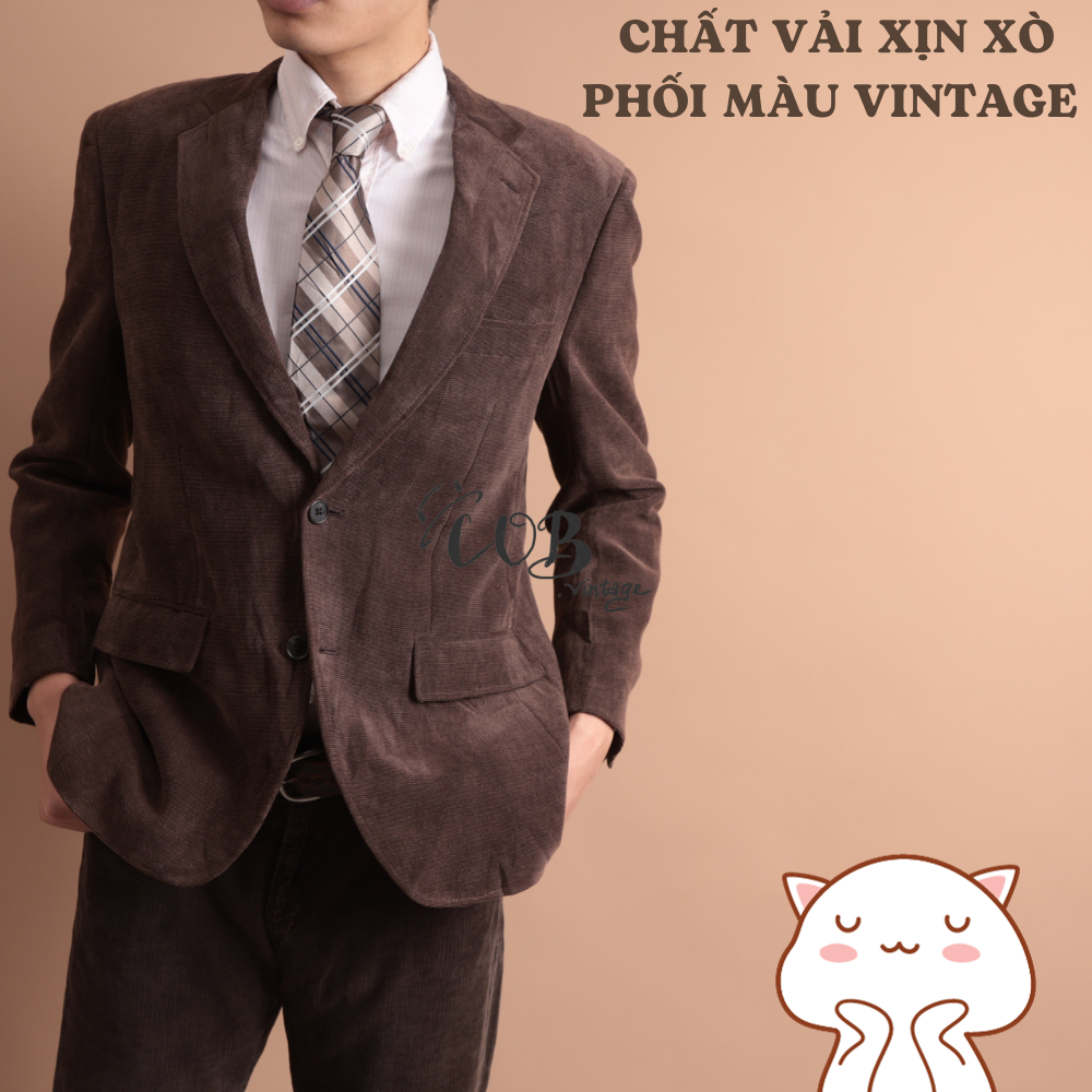 Áo Vest / Blazer Nhung tăm oversize style,vintage, công sở Nhật,Hàn - secondhand