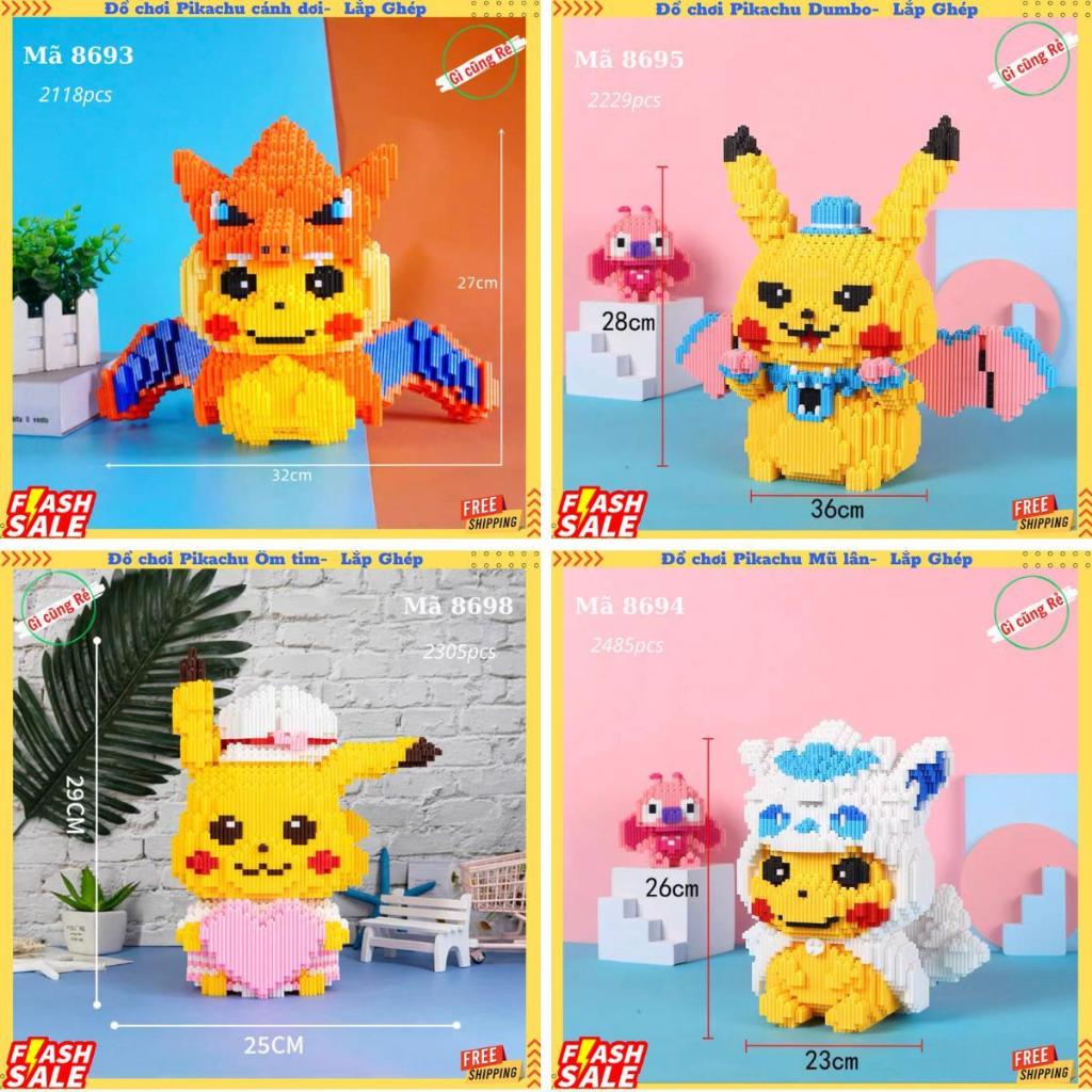 Đồ Chơi LEGO PIKACHU, Mô Hình Lắp Ghép Pikachu Lân 28CM Abana Giúp Tăng Sự Sáng Tạo, Giải Trí, Decor Đẹp