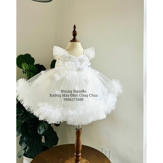 Váy CC hoa rơi tùng xù Đầm Công Chúa Cho Bé Gái Cao Cấp tặng Kèm Cài Đầu Cute