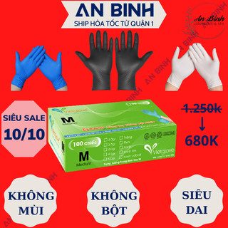 (Q1-HCM) THÙNG 10 HỘP Găng Tay Y Tế Nitrile Không Bột VietGlove - Bao Tay Cao Su Nitrile Vietglove Ezcare