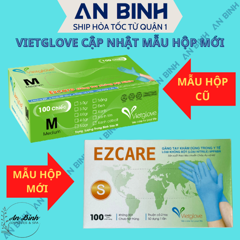 THÙNG 10 HỘP Găng Tay Y Tế Nitrile Không Bột VietGlove - Bao Tay Cao Su Nitrile Vietglove Ezcare