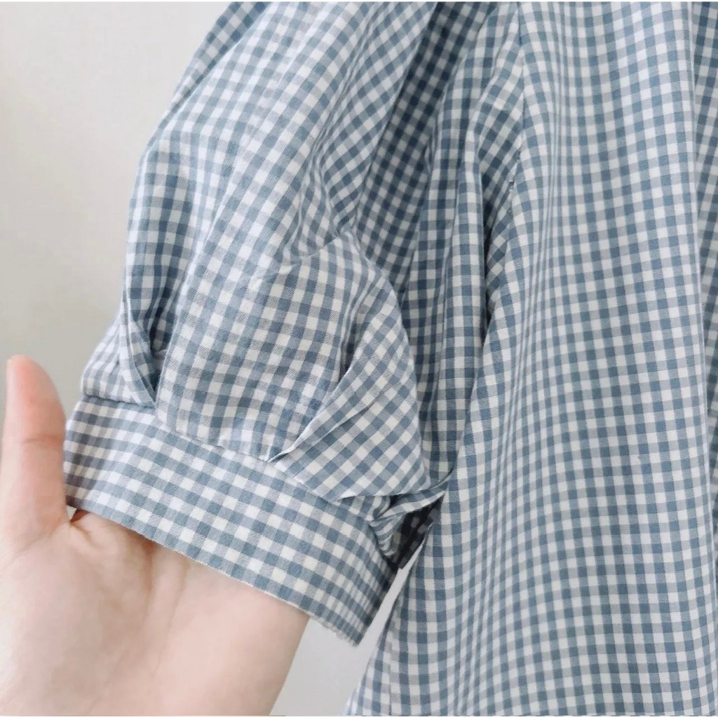 Áo sơ mi kẻ sọc , áo sơ mi DOM.studio tay ngắn chất liệu cotton