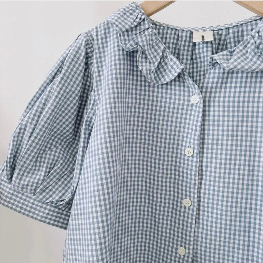 Áo sơ mi kẻ sọc , áo sơ mi DOM.studio tay ngắn chất liệu cotton