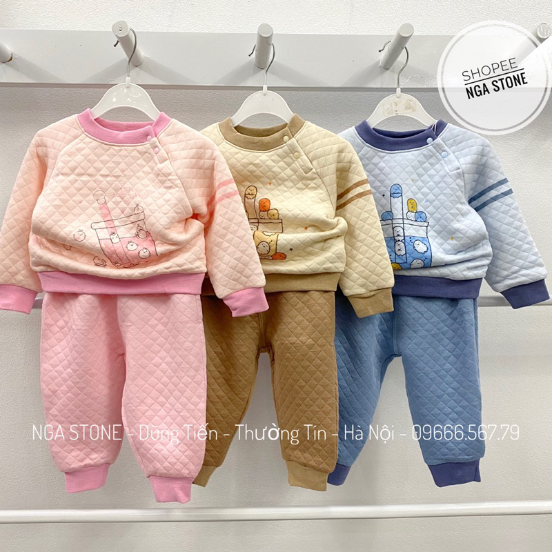 Bộ quần áo dài chần bông cho bé trai bé gái hãng goodmama